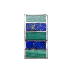 242018220435 Pendant Malachite, Lapis Lazuli rectangles (10 x 4mm), 2.2cm, rhodium-plated | Marco Schreier