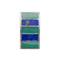 242018220435 Pendentif Malachite, Lapis-lazuli rectangles (10 x 4mm), 2,2cm, rhodié | Marco Schreier