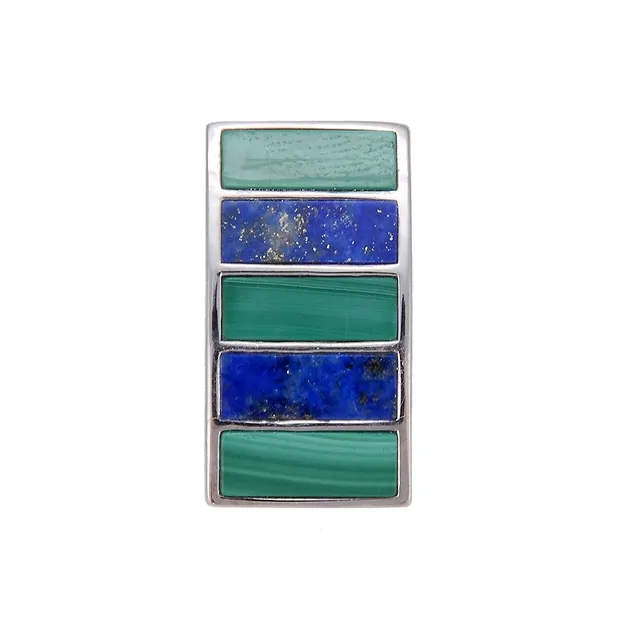 Pendentif Malachite, Lapis-lazuli rectangles (10 x 4mm), 2,2cm, rhodié | Marco Schreier