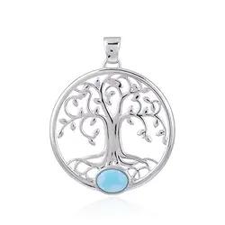 242018230003 Ciondolo in Larimar, albero della vita, 4,1 cm, rodiato | Marco Schreier