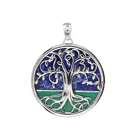 Ciondolo Malachite, Lapislazzuli, albero della vita, 3,3 cm, rodiato | Marco Schreier