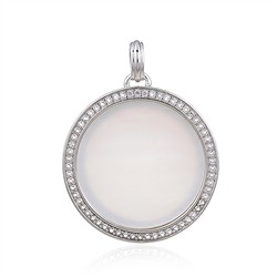 242018230170 Pendentif nacre (blanc) rond (20mm), 3,1cm, rhodié | Marco Schreier