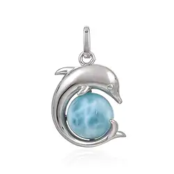 242018230350 Anhänger Larimar, Delfin mit Kugel, 2,5cm, rhodiniert | Marco Schreier