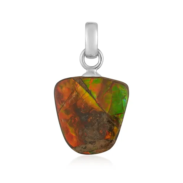 Ammolite pendant, freeform, 2.7 - 3.7 cm, rhodiniert | Marco Schreier