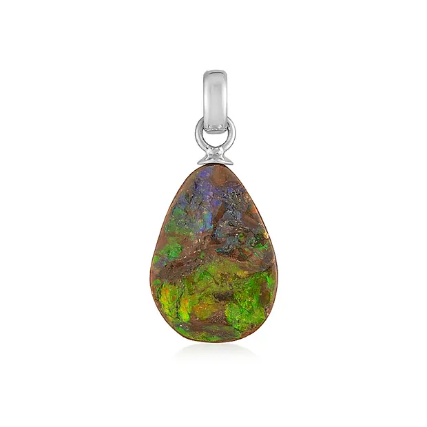 Pendentif Ammolite, forme libre, 1,6 - 2,0cm, rhodié | Marco Schreier