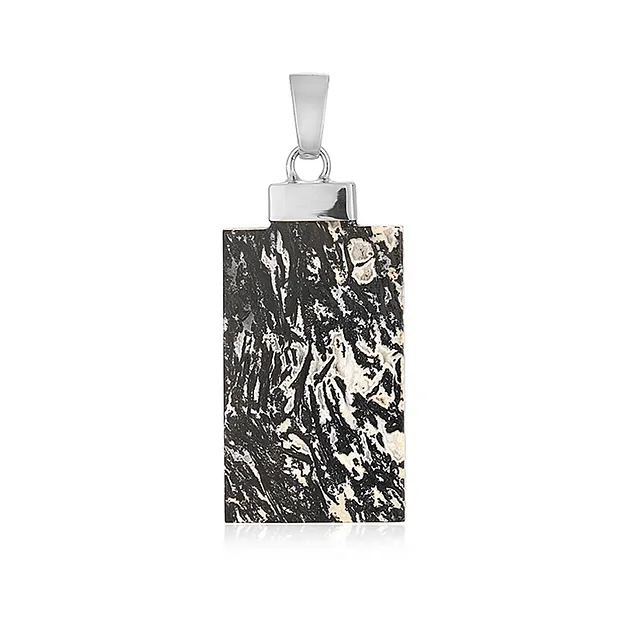 Anhänger Zebra-Palmholz Rechteck (40 x 22mm), 5,4cm, rhodiniert | Marco Schreier