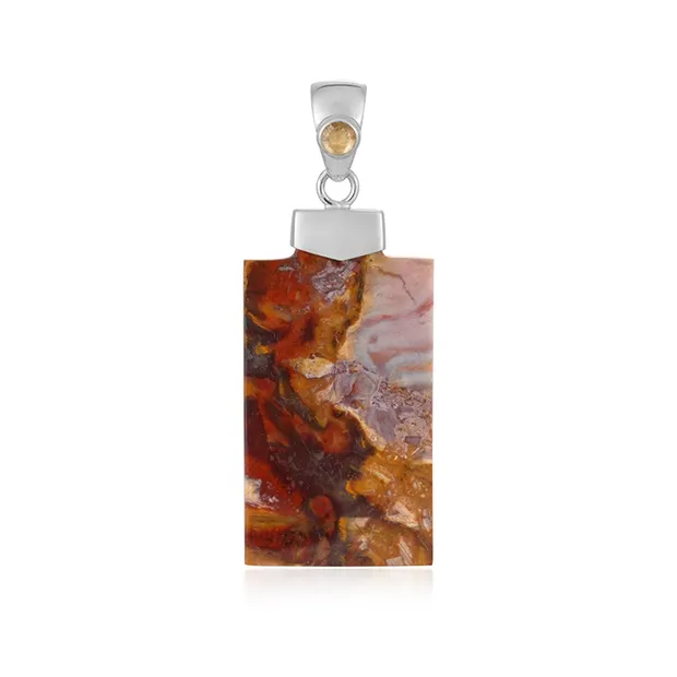 Anhänger Jaspis (red scale jasper), Rechteck,, 5,5cm, platiniert | Marco Schreier