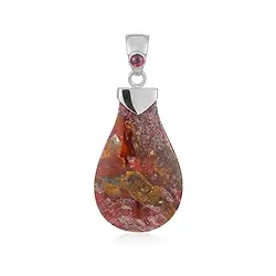 242018240010 Pendentif Jaspe (red scale jasper), 5,5cm, rhodié | Marco Schreier