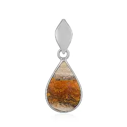 242018240011 Pendente in diaspro (diaspro rosso), goccia (20 x 24 mm), 3,7 cm, rodiato | Marco Schreier