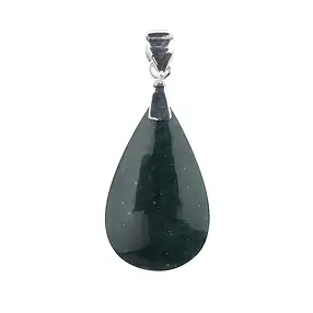 Anhänger Chalcedon (grün), Tropfen (39 x 23mm), 5,4cm, rhodiniert | Marco Schreier