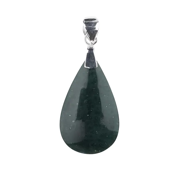 Anhänger Chalcedon (grün), Tropfen (39 x 23mm), 5,4cm, rhodiniert | Marco Schreier