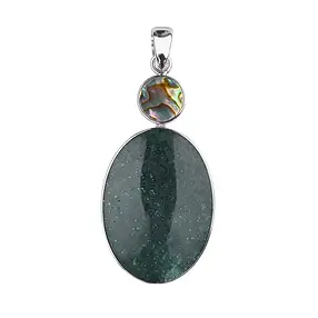 Anhänger Chalcedon (grün) Oval, Paua Muschel, 5,8cm, rhodiniert | Marco Schreier