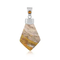 242018240017 Anhänger Jaspis (neo yellow jasper), 5,5cm. rhodiniert | Marco Schreier