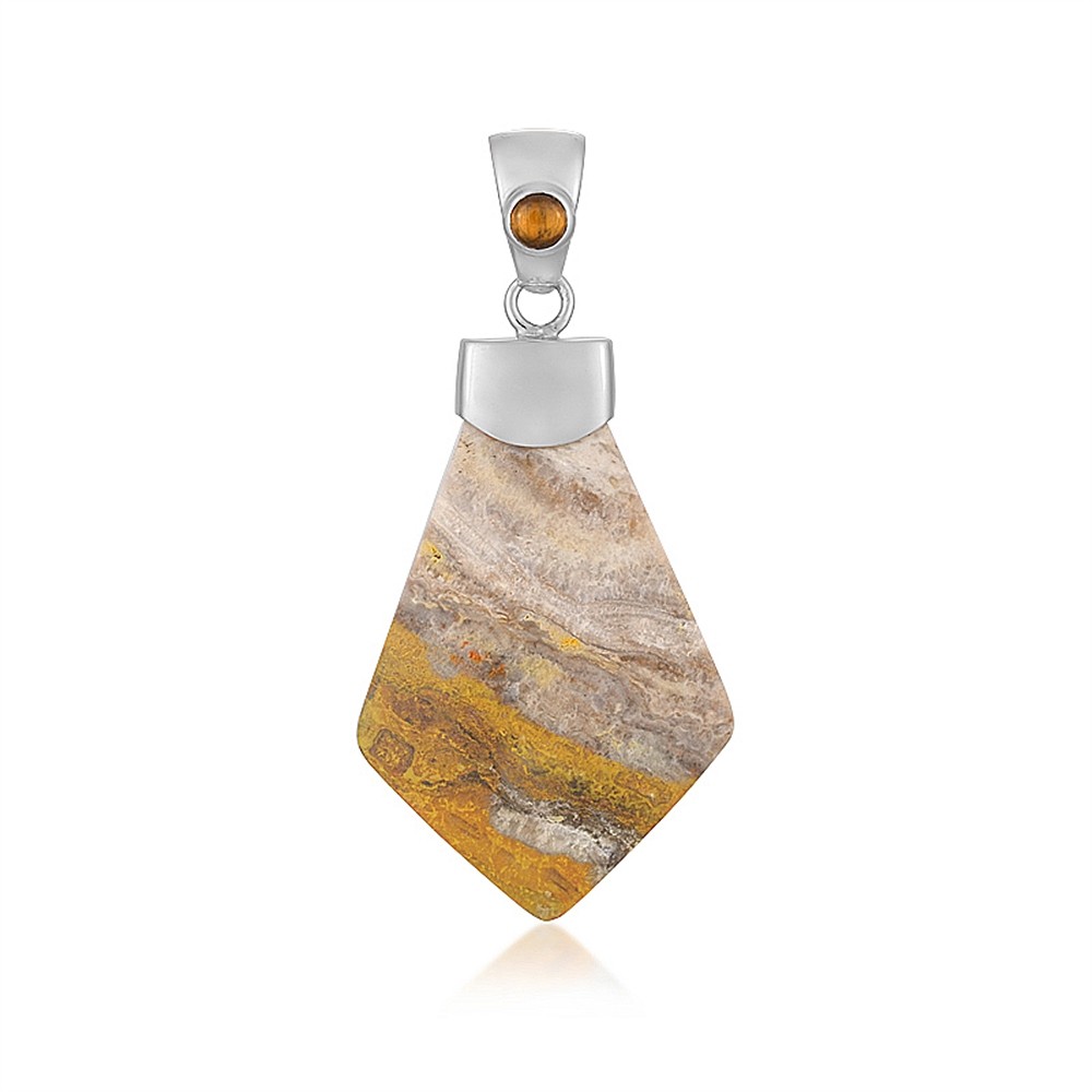 Anhänger Jaspis (neo yellow jasper), 5,5cm. rhodiniert | Marco Schreier