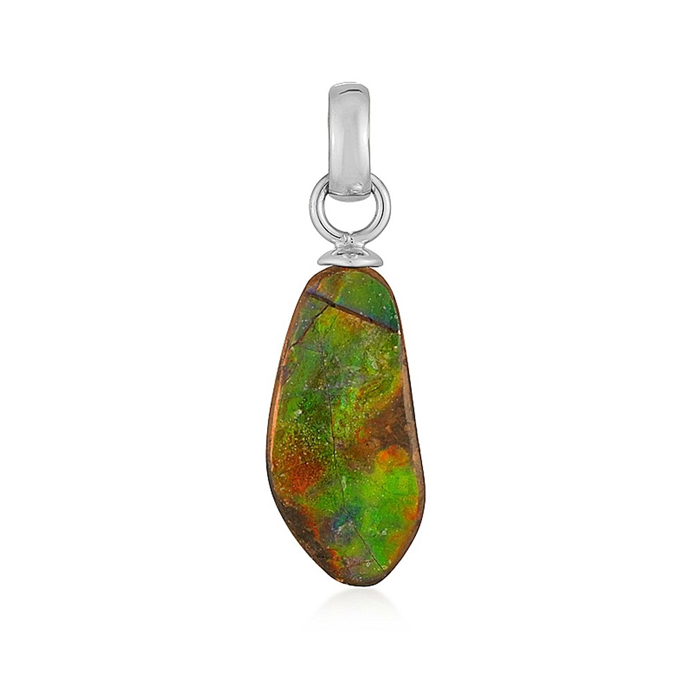 Ammolite pendant, freeform, 2.3 - 2.8 cm, rhodiniert | Marco Schreier