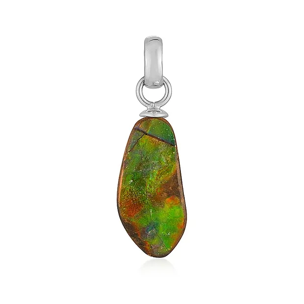 Ammolite pendant, freeform, 2.3 - 2.8 cm, rhodiniert | Marco Schreier