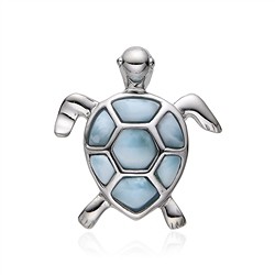 242018240041 Pendentif Larimar, Tortue (tortue d'eau), 2,5cm, rhodié | Marco Schreier