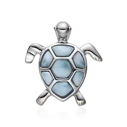 242018240041 Colgante de Larimar, tortuga (tortuga acuática), 2,5 cm, rodinado | Marco Schreier