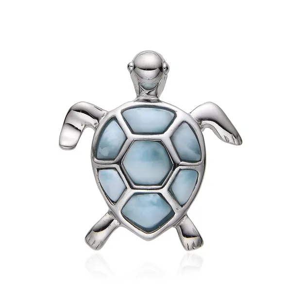 Pendentif Larimar, Tortue (tortue d'eau), 2,5cm, rhodié | Marco Schreier