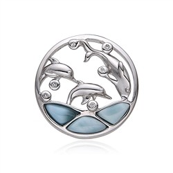 242018240046 Ciondolo Larimar, topazio, delfino rotondo, 1,85 cm, rodiato | Marco Schreier