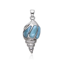 242018240054 Pendentif Larimar, coquillage, 3,7cm, rhodié | Marco Schreier