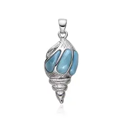 242018240054 Anhänger Larimar, Muschel, 3,7cm, rhodiniert | Edelsteine, Heilsteine & Schmuck