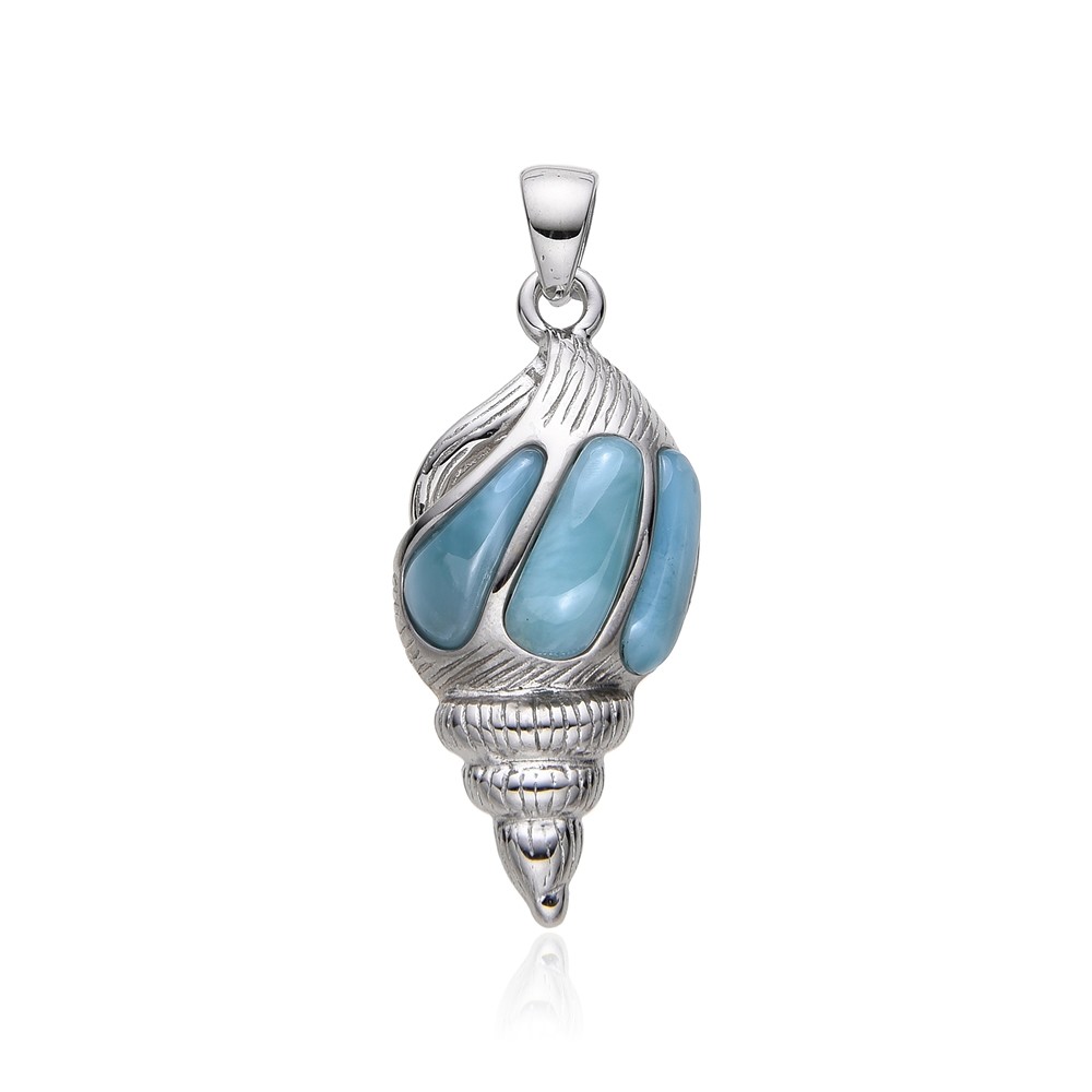 Pendentif Larimar, coquillage, 3,7cm, rhodié | Marco Schreier