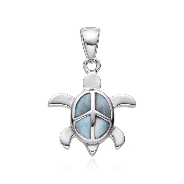 Larimar pendant, turtle, 1.6 cm, rhodiniert | wholesaler gems & healing stones
