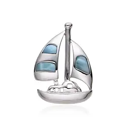 242018240056 Anhänger Larimar, Segelschiff, 2,8cm, rhodiniert | Marco Schreier