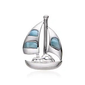 Ciondolo in Larimar, veliero, 2,8 cm, rodiato | Marco Schreier
