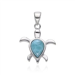 242018240061 Pendentif Larimar, tortue, 2,2cm, rhodié | Marco Schreier