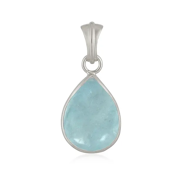 Anhänger Aquamarin Tropfen (20 x 15mm), 3,0cm, rhodiniert | Marco Schreier