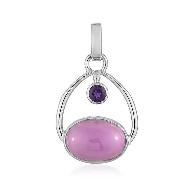 Anhänger Phosphosiderit, oval (14 x 10mm) Amethyst, 2,8cm, rhodiniert | Marco Schreier
