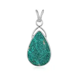242018240123 Pendentif Dioptase goutte (30 x 19mm), 4,0cm, rhodié | Marco Schreier