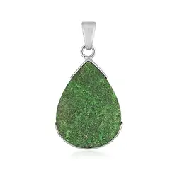 242018240124 Pendentif Uvarovite, goutte (29 x 23mm), 4,0cm, rhodié | Marco Schreier