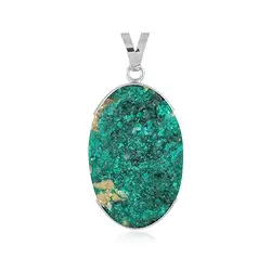 242018240126 Pendentif Dioptase ovale (37 x 25mm), 4,7cm, rhodié | Marco Schreier
