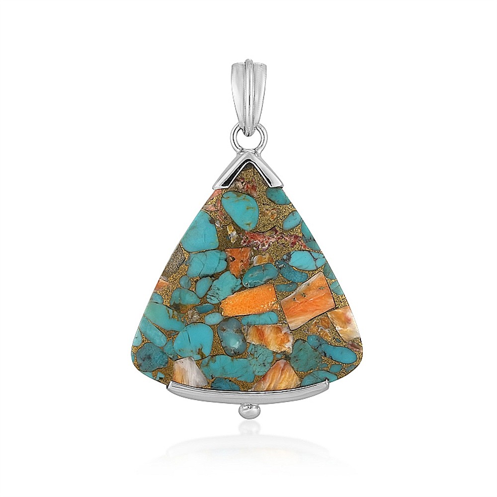 Pendant mohave stone (rec.), trillion (35 x 35mm), 5.2cm, rhodiniert | Marco Schreier