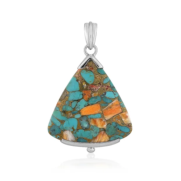 Pendant mohave stone (rec.), trillion (35 x 35mm), 5.2cm, rhodiniert | Marco Schreier