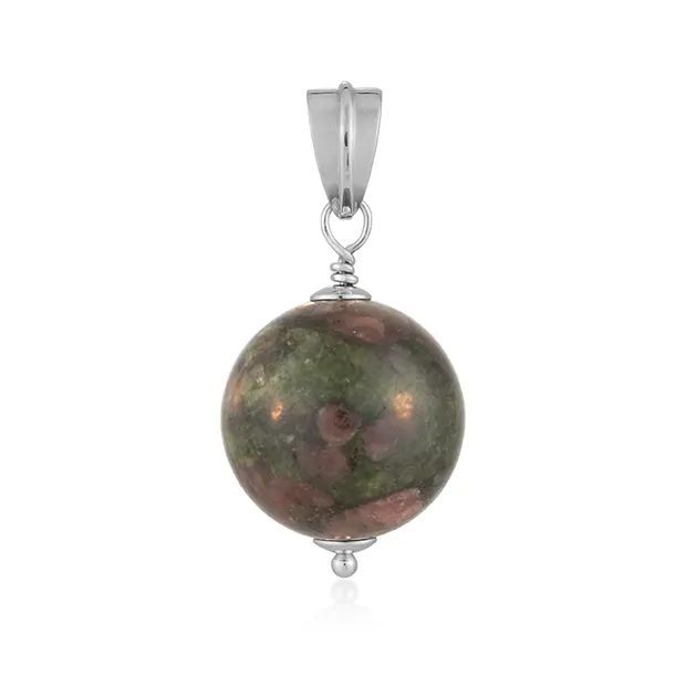 Pendentif Eudialyte, boule (20mm), 4,1cm, rhodié | Marco Schreier