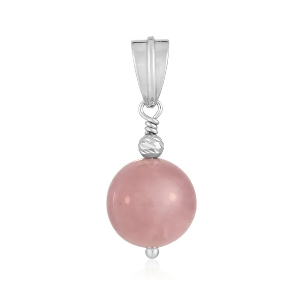 Ciondolo in quarzo rosa, sfera (14 mm), 2,5 cm, rodiato | Marco Schreier