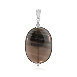 242018240138 Anhänger Obsidian (Lamellenobsidian), Oval (40 x 30mm), 5,0cm, rhodiniert | Marco Schreier