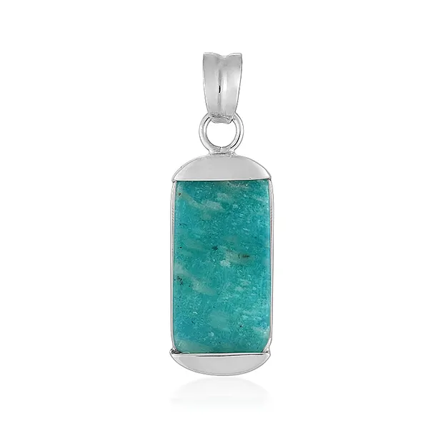 Pendentif Amazonite, rectangle (22 x 11mm), 3,4cm, rhodié | Marco Schreier