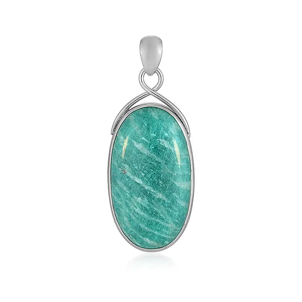 Pendentif Amazonite, Ovale (35 x 20mm), 5,0cm, rhodié | Marco Schreier