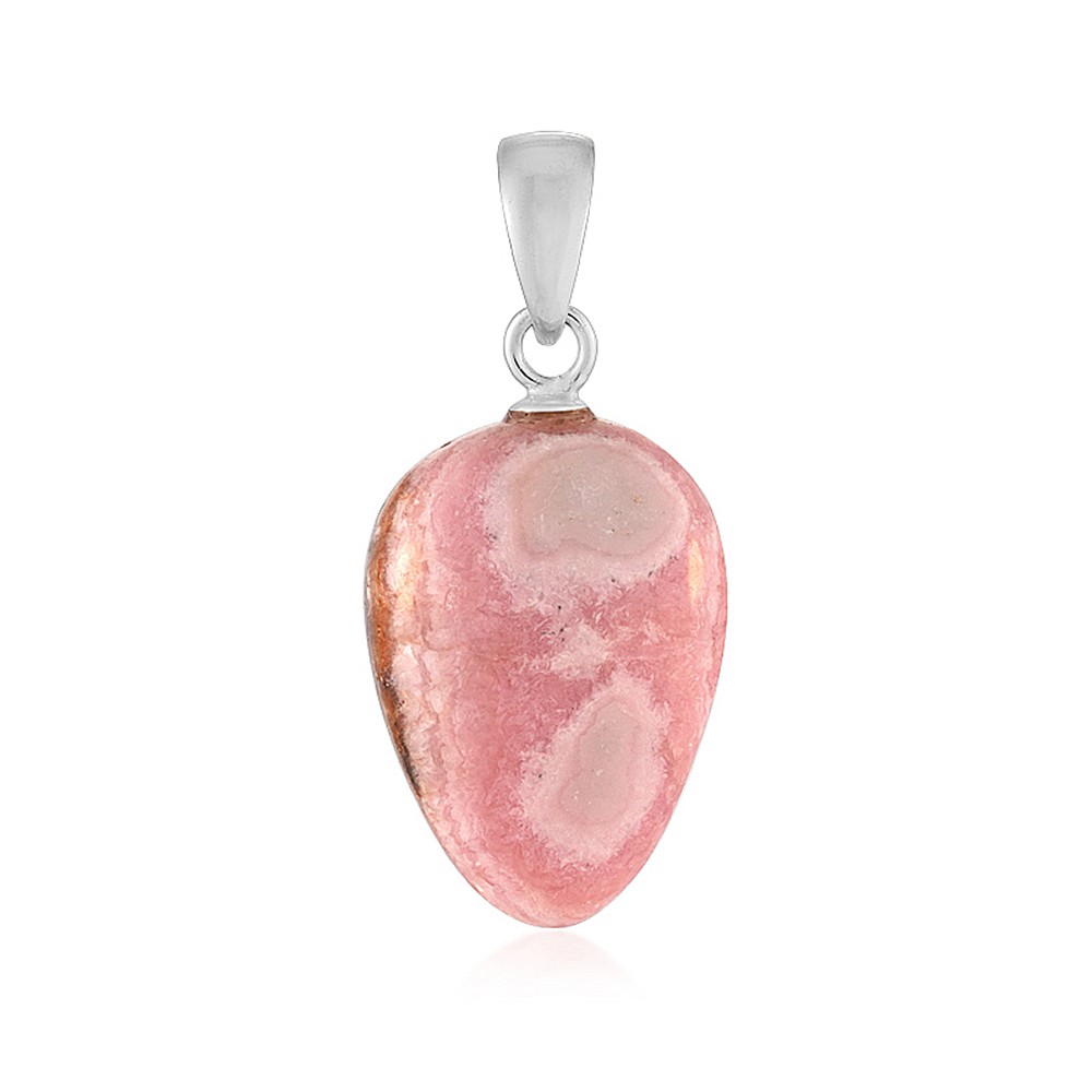 Pendentif Rhodochrosite, forme libre (25 x 15mm), 3,5cm, rhodié | Marco Schreier