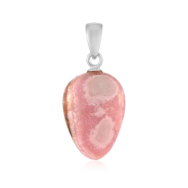 Anhänger Rhodochrosit, Freeform (25mm), 3,5cm, rhodiniert | Marco Schreier