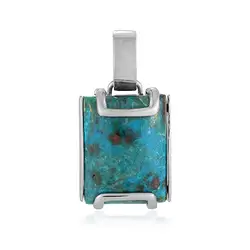 242018240155 Pendant chrysocolla (stab.), rectangle (20 x 15mm), 3.3cm, rhodiniert | Marco Schreier