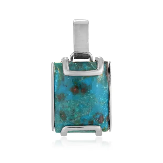 Pendentif Chrysocolle (stab.), rectangle (20 x 15mm), 3,3cm, rhodié | Marco Schreier