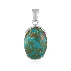 242018240156 Pendentif Chrysocolle (stab.), Ovale (25 x 18mm), 3,6cm, rhodié | Marco Schreier