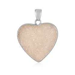242018240162 Agate (druzy agate) pendant, heart (27mm), 3.7cm, rhodiniert | Marco Schreier
