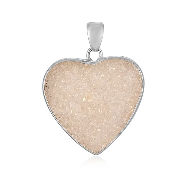 Colgante Ágata (druzy agate), corazón (27mm), 3,7cm, rodinado | Marco Schreier